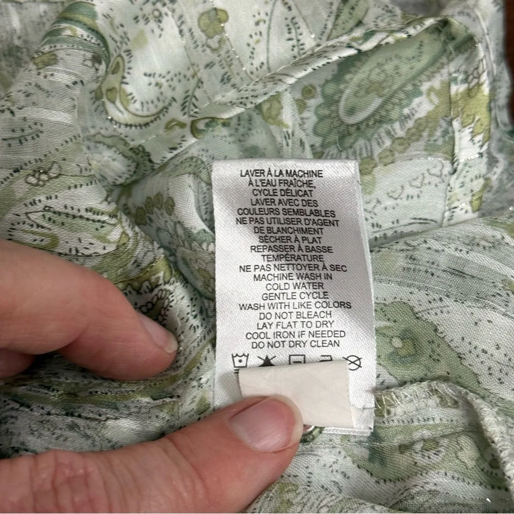 Rachel Zoe Green Paisley Sleeveless Top. Size Large - Picture 8 of 10